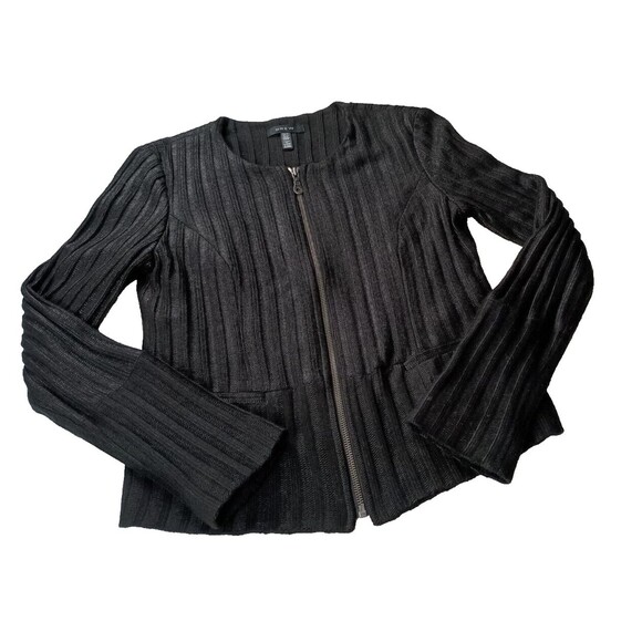 Ribbed Lady Jacket by DREW Black Size XS Zip Front Lined Classic Career USA Made - Picture 1 of 13